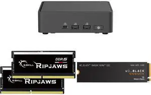 ASUS NUC 15 Pro Slim Barebone Kit Mini PC with Intel Series 2 Core 5 210H, 2x DDR5 SO-Dimm Slots, Dual Storage Design, Thunderbolt™ 4, Wi-Fi 7,  Blue tooth 5.4 - Memory and Storage Sold Separately G.SKILL Ripjaws SO-DIMM 64GB (2 x 32GB) 262