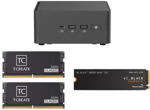 ASUS NUC 15 Pro RNUC15CRHU50000U Black Barebone System w/ Intel Ultra 5 225H CPU, Integrated - Intel Arc 130T Graphics ,US cord, Single Unit - Memory and Storage Sold Separately Team T-CREATE CLASSIC 64GB (2 x 32GB) 262-Pin DDR5 SO-DIMM DDR
