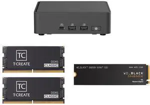 ASUS NUC 15 Pro Slim Barebone Kit Mini PC with Intel Series 2 Core 7 240H, 2x DDR5 SO-Dimm Slots, Dual Storage Design, Thunderbolt™ 4, Wi-Fi 7,  Blue tooth 5.4 - Memory and Storage Sold Separately Team T-CREATE CLASSIC 64GB (2 x 32GB) 262-P