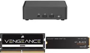 ASUS NUC 15 Pro RNUC15CRKU50000U Black Barebone System w/ Intel Ultra 5 225H CPU, Integrated - Intel Arc 130T Graphics ,US cord, Single Unit - Memory and Storage Sold Separately CORSAIR Vengeance 32GB 262-Pin DDR5 SO-DIMM DDR5 5600 (PC5 448