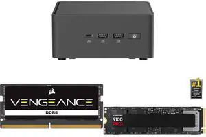 ASUS NUC 15 Pro Tall Barebone Kit Mini PC with Intel Series 2 Core 7 240H, 2x DDR5 SO-Dimm Slots, Dual Storage Design, Thunderbolt™ 4, Wi-Fi 7,  Blue tooth 5.4 - Memory and Storage Sold Separately CORSAIR Vengeance 32GB 262-Pin DDR5 SO-DIMM