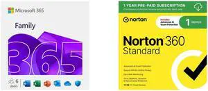 Microsoft 365 Family | 12-Month Subscription, up to 6 people | Premium Office Apps - now with Copilot | 1TB OneDrive cloud storage | PC/Mac Download NEWEGG EXCLUSIVE Norton 360 Standard 2025, Antivirus software for 1 Device with Auto-Renewa