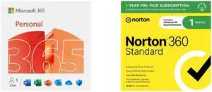 Microsoft 365 Personal | 12-Month Subscription, 1 person | Premium Office apps - now with Copilot | 1TB OneDrive cloud storage | PC/Mac Download NEWEGG EXCLUSIVE Norton 360 Standard 2025, Antivirus software for 1 Device with Auto-Renewal –