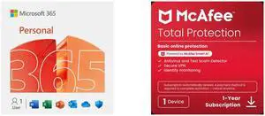 Microsoft 365 Personal | 12-Month Subscription, 1 person | Premium Office apps - now with Copilot | 1TB OneDrive cloud storage | PC/Mac Download McAfee Total Protection  (Windows, macOS, Android, iOS, ChromeOS) 2025 | 1 Device | Includes An