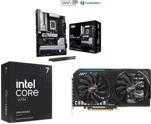 ASRock B860 LiveMixer WiFi LGA 1851 Intel B860 SATA 6Gb/s DDR5 Intel Core Ultra ATX  Motherboard Intel Core Ultra 7 265KF, Arrow Lake 20-Core (8P+12E),  LGA 1851, 125W Desktop Processor - BX80768265KF ASRock Challenger Arc B570 Graphics Car