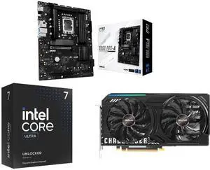 ASRock B860 Pro-A LGA 1851 Intel B860 SATA 6Gb/s DDR5 Intel Core Ultra  ATX Motherboard Intel Core Ultra 7 265KF, Arrow Lake 20-Core (8P+12E),  LGA 1851, 125W Desktop Processor - BX80768265KF ASRock Challenger Arc B580 Graphics Card B580 CL