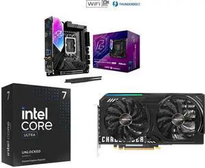 ASRock B860I Lightning WiFi LGA 1851 Intel B860 SATA 6Gb/s Intel Core Ultra DDR5 Mini ITX Motherboard Intel Core Ultra 7 265KF, Arrow Lake 20-Core (8P+12E),  LGA 1851, 125W Desktop Processor - BX80768265KF ASRock Challenger Arc B580 Graphic