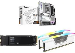 GIGABYTE B650E AORUS ELITE X AX ICE AM5 LGA 1718 AMD B650 ATX Motherboard with 5-Year Warranty, DDR5, 3x M.2, PCIe 5.0, USB 3.2 Gen2X2 Type-C, WiFi 6E, 2.5GbE LAN, Q-Flash Plus, EZ-Latch Plus SAMSUNG 990 EVO SSD 2TB, PCIe Gen 4x4, Gen 5x2 M