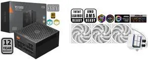 PCCOOLER CPS YS1000 Fully Modular Power Supply, 80 PLUS Gold 1000W PSU, 12V-2x6 Cable, ATX 3.1 & PCIe 5.1 Ready, 105°C Rated Japanese Capacitors, ECO Mode, 135mm FDB Fan, 12 Years Warranty PCCOOLER CPS DS360 AIO CPU Liquid Cooler, 360mm Rad
