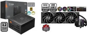 PCCOOLER CPS YS1000 Fully Modular Power Supply, 80 PLUS Gold 1000W PSU, 12V-2x6 Cable, ATX 3.1 & PCIe 5.1 Ready, 105°C Rated Japanese Capacitors, ECO Mode, 135mm FDB Fan, 12 Years Warranty PCCOOLER CPS DS360 AIO CPU Liquid Cooler, 360mm Rad