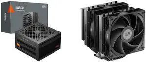 PCCOOLER CPS KN850 Fully Modular Power Supply, 80 PLUS Gold 850W PSU, Native 12V-2x6 Connector, ATX 3.1 & PCIe 5.1 Ready, Dual CPU Power Cables, 105°C Rated Japanese Capacitors, P3-KN850-G1F PCCOOLER CPS RT620 Dual Tower CPU Air Cooler, 6 H