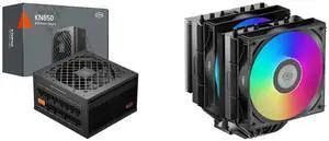 PCCOOLER CPS KN850 Fully Modular Power Supply, 80 PLUS Gold 850W PSU, Native 12V-2x6 Connector, ATX 3.1 & PCIe 5.1 Ready, Dual CPU Power Cables, 105°C Rated Japanese Capacitors, P3-KN850-G1F PCCOOLER CPS RT620 ARGB Dual Tower CPU Air Cooler