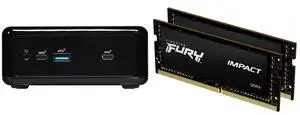 ASRock Industrial NUC BOX-J6412 Black Mini / Booksize Barebone System Kingston FURY Impact 32GB (2 x 16GB) 260-pin SO-DIMM DDR4 3200 MHz CL20 Black Memory (KF432S20IBK2/32)