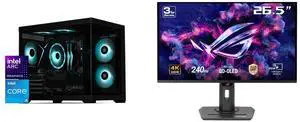 STORMCRAFT Gaming PC SIRIUS Intel Core i5-14400F Intel Arc B580 12GB OC ASROCK – AI Powered 32GB (16Gx2) DDR5 RGB 6000MHz 1TB NVMe SSD 650W PSU Windows 11 Home - SI1440FCB-B58N1 ASUS ROG Strix 27" 4K QD-OLED Gaming Monitor (XG27UCDMG) - 240
