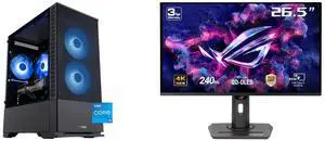 ABS Cyclone Aqua Gaming PC - Windows 11 - Intel Core i5-14400F - GeForce RTX 5060 - DLSS 4 - AI-Powered Performance - 32GB DDR4 3200MHz - 1TB M.2 NVMe SSD - CA14400F5060 ASUS ROG Strix 27" 4K QD-OLED Gaming Monitor (XG27UCDMG) - 240Hz, 0.03