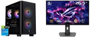 Acer Nitro 60 Gaming Desktop PC, Intel Core i5-14400F, GeForce RTX 4060, 16GB DDR5, 1TB PCIe Gen 4 SSD, Windows 11 Home, N60-640-UR11 ASUS ROG Strix 27" 4K QD-OLED Gaming Monitor (XG27UCDMG) - 240Hz, 0.03ms, OLED Anti-Flicker 2.0, Custom He