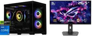 STORMCRAFT Gaming PC Intel SIRIUS Core i7-14700F NVIDIA GeForce RTX 5060- AI Powered 32GB (16Gx2) DDR5 RGB 6000MHz 2TB NVMe SSD 650W PSU Windows 11 Home - SI1470FCC-560N1 ASUS ROG Strix 27" 4K QD-OLED Gaming Monitor (XG27UCDMG) - 240Hz, 0.0