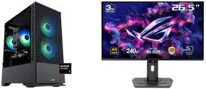 ABS Cyclone Ruby Gaming PC - Windows 11 - AMD Ryzen 7 9700X - GeForce RTX 5060 - 32GB DDR5 6400 - 1TB M.2 NVMe SSD - CR9700X50602 ASUS ROG Strix 27" 4K QD-OLED Gaming Monitor (XG27UCDMG) - 240Hz, 0.03ms, OLED Anti-Flicker 2.0, Custom Heatsi