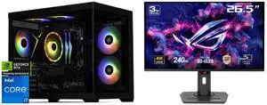 STORMCRAFT Gaming PC SIRIUS Intel Core i7-14700F NVIDIA GeForce RTX 5060 Ti 16GB – AI Powered 32GB 6000MHz RGB 2TB NVMe SSD 650W PSU Windows 11 Home - SI1470FCC-56VN1 ASUS ROG Strix 27" 4K QD-OLED Gaming Monitor (XG27UCDMG) - 240Hz, 0.03ms,