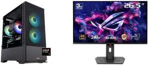 ABS Cyclone Ruby Gaming PC - Windows 11 - AMD Ryzen 7 9700X - Radeon RX 9060 XT - AI-Powered Performance - 32GB DDR5 6400MHz - 1TB M.2 NVMe SSD - CR9700X9060XT16GB2 ASUS ROG Strix 27" 4K QD-OLED Gaming Monitor (XG27UCDMG) - 240Hz, 0.03ms, O
