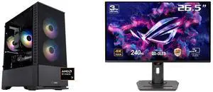 ABS Cyclone Ruby Gaming PC - Windows 11 - AMD Ryzen 7 9700X - GeForce RTX 5070 - DLSS 4 - AI-Powered Performance - 32GB DDR5 6000MHz - 1TB M.2 NVMe SSD - CR9700X5070 ASUS ROG Strix 27" 4K QD-OLED Gaming Monitor (XG27UCDMG) - 240Hz, 0.03ms,