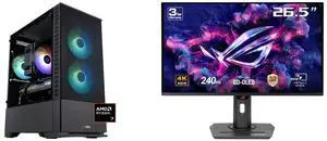 ABS Cyclone Ruby Gaming PC - Windows 11 - AMD Ryzen 7 9700X - GeForce RTX 5070 - DLSS 4 - AI-Powered Performance - 32GB DDR5 6000MHz - 1TB M.2 NVMe SSD - CR9700X50702 ASUS ROG Strix 27" 4K QD-OLED Gaming Monitor (XG27UCDMG) - 240Hz, 0.03ms,