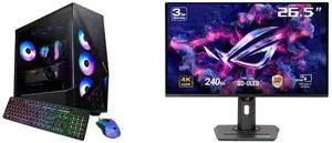 iBUYPOWER Slate 9 Black Gaming PC Desktop - AMD Ryzen 7 7800X3D - AMD Radeon RX 9070XT 16GB - 32GB DDR5 RGB - 1TB NVMe SSD - SBA7R97XT01 ASUS ROG Strix 27" 4K QD-OLED Gaming Monitor (XG27UCDMG) - 240Hz, 0.03ms, OLED Anti-Flicker 2.0, Custom iBUYPOWER Slate 9 Black Gaming PC Desktop - AMD Ryzen 7 7800X3D - AMD Radeon RX 9070XT 16GB - 32GB DDR5 RGB - 1TB NVMe SSD - SBA7R97XT01 ASUS ROG Strix 27" 4K QD-OLED Gaming Monitor (XG27UCDMG) - 240Hz, 0.03ms, OLED Anti-Flicker 2.0, Custom