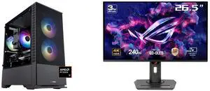 ABS Cyclone Ruby Gaming PC - Windows 11 - AMD Ryzen 7 9700X - GeForce RTX 5070 -  DLSS 4 - AI-Powered Performance - 32GB DDR5 6400 - 1TB M.2 NVMe SSD - CR9700X50703 ASUS ROG Strix 27" 4K QD-OLED Gaming Monitor (XG27UCDMG) - 240Hz, 0.03ms, O