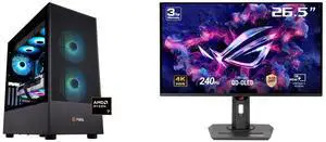 ABS Eurus Ruby Gaming PC - Windows 11 - AMD Ryzen 7 7800X3D - Radeon RX 9070 XT - 32GB DDR5 6000MHz - 2TB M.2 NVMe SSD - AR7800X3D9070XT ASUS ROG Strix 27" 4K QD-OLED Gaming Monitor (XG27UCDMG) - 240Hz, 0.03ms, OLED Anti-Flicker 2.0, Custom
