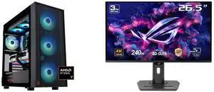 ABS Eurus Ruby Gaming PC - Windows 11 Home - AMD Ryzen 7 9800X3D - Radeon 9070XT - 32GB DDR5 6000 - 2TB M.2 NVMe SSD - ER9800X3D9070XT ASUS ROG Strix 27" 4K QD-OLED Gaming Monitor (XG27UCDMG) - 240Hz, 0.03ms, OLED Anti-Flicker 2.0, Custom H