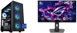 ABS Eurus Aqua Gaming PC - Windows 11 - Intel Core i9-14900KF - GeForce RTX 5070 Ti -  DLSS 4 - AI-Powered Performance - 32GB DDR5 6400 - 2TB M.2 NVMe SSD - EA14900KF5070TI2 ASUS ROG Strix 27" 4K QD-OLED Gaming Monitor (XG27UCDMG) - 240Hz,