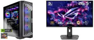 Skytech Legacy Gaming PC Desktop, Ryzen 9 9900X3D 4.4 GHz (5.5GHz Turbo), X870 Motherboard, NVIDIA RTX 5090 32GB GDDR7, 4TB Gen4 NVMe SSD, 64GB DDR5 6000 RGB, 1000W GOLD ATX 3.0, Wi-Fi, Win 11 ASUS ROG Strix 27" 4K QD-OLED Gaming Monitor (X