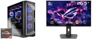 Skytech Legacy Gaming PC Desktop, Ryzen 9 9950X3D 4.3 GHz (5.7GHz Turbo), X870 Motherboard,NVIDIA RTX 5090 32GB GDDR7, 64GB DDR5 6000 RGB,  1200W GOLD ATX 3.0, 2TB Gen 5,420mm AIO, Wi-Fi, Win 11 Home ASUS ROG Strix 27" 4K QD-OLED Gaming Mon