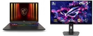 MSI - 16" GeForce RTX 5070 Ti Laptop GPU - Intel Core Ultra 9 275HX - 32GB Memory - 2 TB SSD - Windows 11 Pro Gaming Laptop - 240 Hz (Vector 16 HX AI A2XWHG-060US ) ASUS ROG Strix 27" 4K QD-OLED Gaming Monitor (XG27UCDMG) - 240Hz, 0.03ms, O