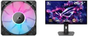 CORSAIR iCUE Link RX120 RGB 120mm PWM Fan - Magnetic Dome Bearing - Single Fan - Black ASUS ROG Strix 27" 4K QD-OLED Gaming Monitor (XG27UCDMG) - 240Hz, 0.03ms, OLED Anti-Flicker 2.0, Custom Heatsink, OLED Care Pro, Neo Proximity Sensor, 99