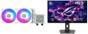 MSI MAG Coreliquid A13 240 White - AIO ARGB Liquid Cooling - 240mm Radiator - Dual 120mm ARGB PWM Fans - EZ Connect - LGA 1700/1851/AM5/AM4 Compatible ASUS ROG Strix 27" 4K QD-OLED Gaming Monitor (XG27UCDMG) - 240Hz, 0.03ms, OLED Anti-Flick