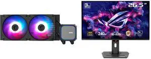 MSI MAG Coreliquid A13 240 Black - AIO ARGB Liquid Cooling - 240mm Radiator - Dual 120mm ARGB PWM Fans - EZ Connect - LGA 1700/1851/AM5/AM4 Compatible ASUS ROG Strix 27" 4K QD-OLED Gaming Monitor (XG27UCDMG) - 240Hz, 0.03ms, OLED Anti-Flick