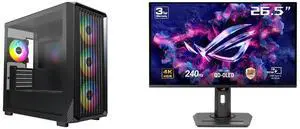 MONTECH X5M - Micro ATX Gaming PC Case, High Airflow, 4x120mm ARGB Fans Pre-installed, Glass Side Panel, Carbon Fiber Print Accents, Black ASUS ROG Strix 27" 4K QD-OLED Gaming Monitor (XG27UCDMG) - 240Hz, 0.03ms, OLED Anti-Flicker 2.0, Cust