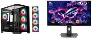 DIYPC ARGB-N8-BK Black Case (Computer Cases - ATX Form) ASUS ROG Strix 27" 4K QD-OLED Gaming Monitor (XG27UCDMG) - 240Hz, 0.03ms, OLED Anti-Flicker 2.0, Custom Heatsink, OLED Care Pro, Neo Proximity Sensor, 99% DCI-P3, True 10-bit color