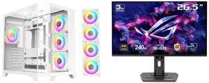 DIYPC ARGB-N8-W White Case (Computer Cases - ATX Form) ASUS ROG Strix 27" 4K QD-OLED Gaming Monitor (XG27UCDMG) - 240Hz, 0.03ms, OLED Anti-Flicker 2.0, Custom Heatsink, OLED Care Pro, Neo Proximity Sensor, 99% DCI-P3, True 10-bit color