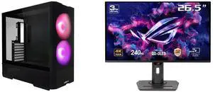 LIAN LI LANCOOL 207 Compact ATX RGB Gaming Computer Case, Tower Chassis w/ 2x140mm  ARGB,2x120mm PWM Fans Pre-Installed, reinventing ATX Layout / Tempered Glass Side Panel (Black) --- LANCOOL 207RX ASUS ROG Strix 27" 4K QD-OLED Gaming Monit