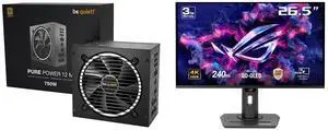 be quiet! Pure Power 12 M 750W ATX 3.1 / ATX 3.0 Power Supply | 80+ Gold Efficiency | PCIe 5.0 | 2 12V-rails | Overclocking GPU Support | Modular PSU | 10 Year Warranty ASUS ROG Strix 27" 4K QD-OLED Gaming Monitor (XG27UCDMG) - 240Hz, 0.03m