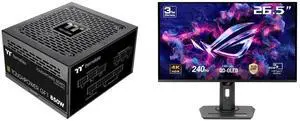 Thermaltake GF1 (2024) Fully Modular ATX 850W Power Supply - 80 PLUS Gold - Ultra Quiet - Zero RPM, PS-TPD-0850FNFAGU-P ASUS ROG Strix 27" 4K QD-OLED Gaming Monitor (XG27UCDMG) - 240Hz, 0.03ms, OLED Anti-Flicker 2.0, Custom Heatsink, OLED C