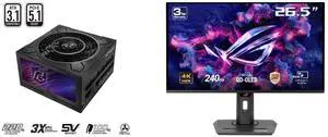 ASRock Phantom Gaming PG-850G 850W 80 PLUS GOLD & Cybenetics PLATINUM Full Modular Power Supply, ATX3.1 & PCIe5.1 Ready with Dual Color 12V-2x6 Cable, 10 Years Warranty ASUS ROG Strix 27" 4K QD-OLED Gaming Monitor (XG27UCDMG) - 240Hz, 0.03m ASRock Phantom Gaming PG-850G 850W 80 PLUS GOLD & Cybenetics PLATINUM Full Modular Power Supply, ATX3.1 & PCIe5.1 Ready with Dual Color 12V-2x6 Cable, 10 Years Warranty ASUS ROG Strix 27" 4K QD-OLED Gaming Monitor (XG27UCDMG) - 240Hz, 0.03m