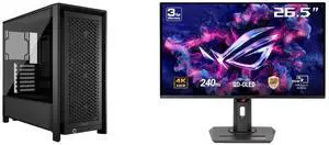 Corsair FRAME 4000D RS Black Computer Case- 3X CORSAIR RS Fans – InfiniRail Fan Mounting System – Fits Multiple 360mm Radiators – Reverse Connector Motherboard Compatible – Black ASUS ROG Strix 27" 4K QD-OLED Gaming Monitor (XG27UCDMG) - 24