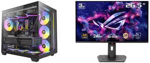 Antec C5 ARGB, 7 x 120mm ARGB PWM Fans Included, Up to 10 Fans Simultaneously, Type-C 3.2 Gen 2 port, Seamless Tempered Glass Front & Side Panels, 360mm Radiator Support, Mid-Tower ATX PC Case ASUS ROG Strix 27" 4K QD-OLED Gaming Monitor (X