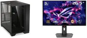 LIAN LI O11 Vision Black  Aluminum / Steel / Tempered Glass ATX Mid Tower Computer Case ----- O11VX ASUS ROG Strix 27" 4K QD-OLED Gaming Monitor (XG27UCDMG) - 240Hz, 0.03ms, OLED Anti-Flicker 2.0, Custom Heatsink, OLED Care Pro, Neo Proximi