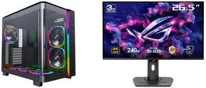 MONTECH, KING 95 PRO Dual-Chamber ATX Mid-Tower PC Gaming Case, High-Airflow, Toolless Panels, Sturdy Curved Tempered Glass Front, Six ARGB PWM Fan Pre-installed with Fan Hub, Black ASUS ROG Strix 27" 4K QD-OLED Gaming Monitor (XG27UCDMG) -