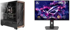 Antec Flux Pro, 6 x PWM Fans Included, High-Airflow Front Panel with Walnut Wood, iShift PSU 90° Mount, USB3.0 x 2, Type-C, 420mm Radiator Support, Temp. Display, Full-Tower E-ATX PC Case ASUS ROG Strix 27" 4K QD-OLED Gaming Monitor (XG27UC