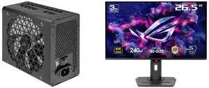CORSAIR RMx Shift Series RM1000x Shift Fully Modular 80PLUS Gold ATX Power Supply ASUS ROG Strix 27" 4K QD-OLED Gaming Monitor (XG27UCDMG) - 240Hz, 0.03ms, OLED Anti-Flicker 2.0, Custom Heatsink, OLED Care Pro, Neo Proximity Sensor, 99% DCI